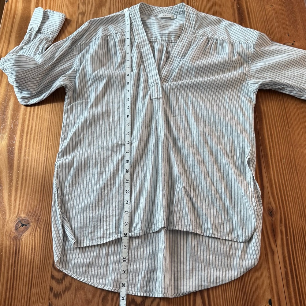 A.L.C. Laurie Silk and Cotton Striped Tunic Top - Picture 11 of 11